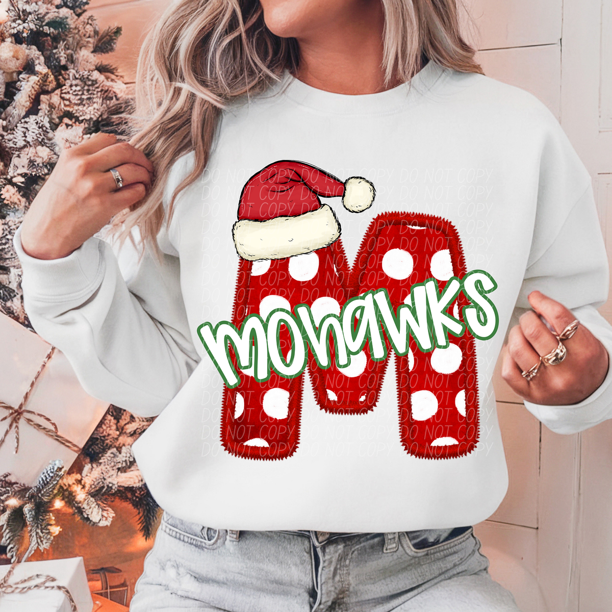 M Mohawks Christmas Faux Embroidery (CITY) 66332 DTF transfer