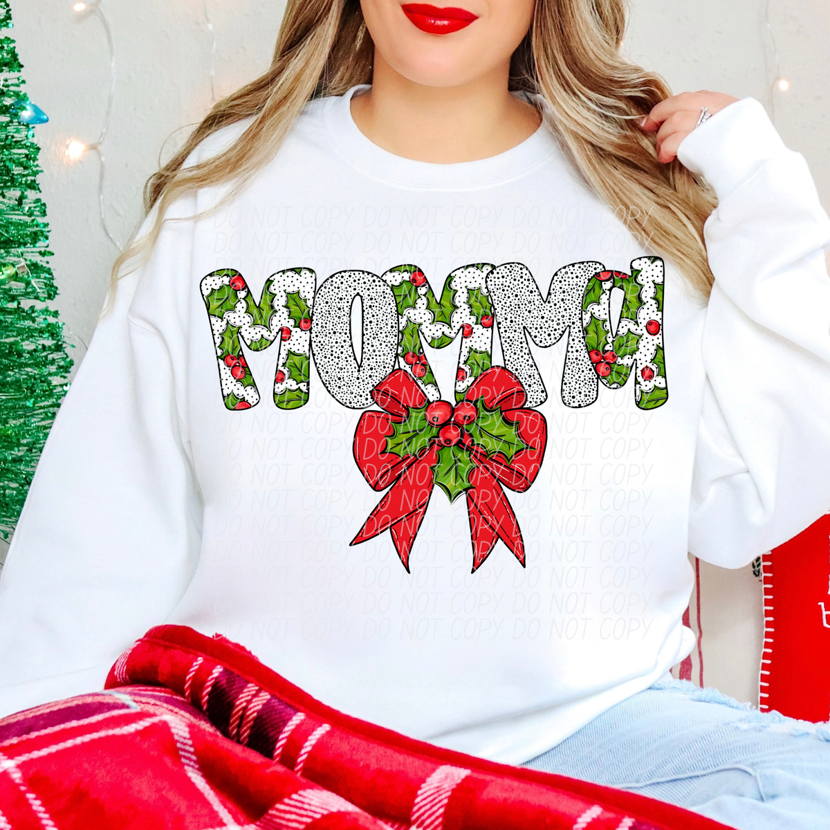 Momma Holly Leaves with Bow (City) DTF transfer