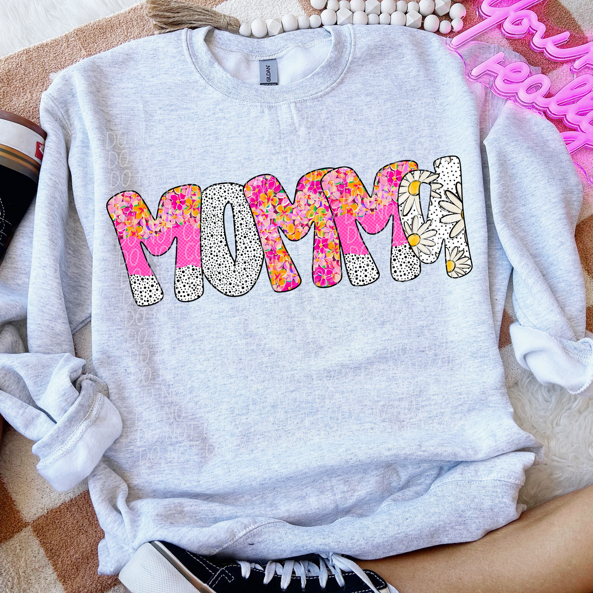 Momma pink floral polka dot (City) DTF transfer