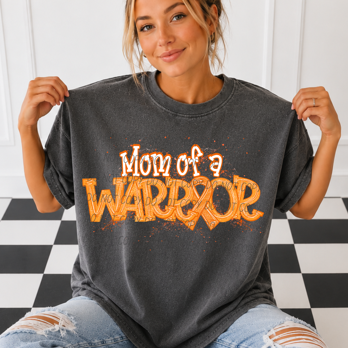 Mom of a warrior ORANGE (CITY) DTF Transfer