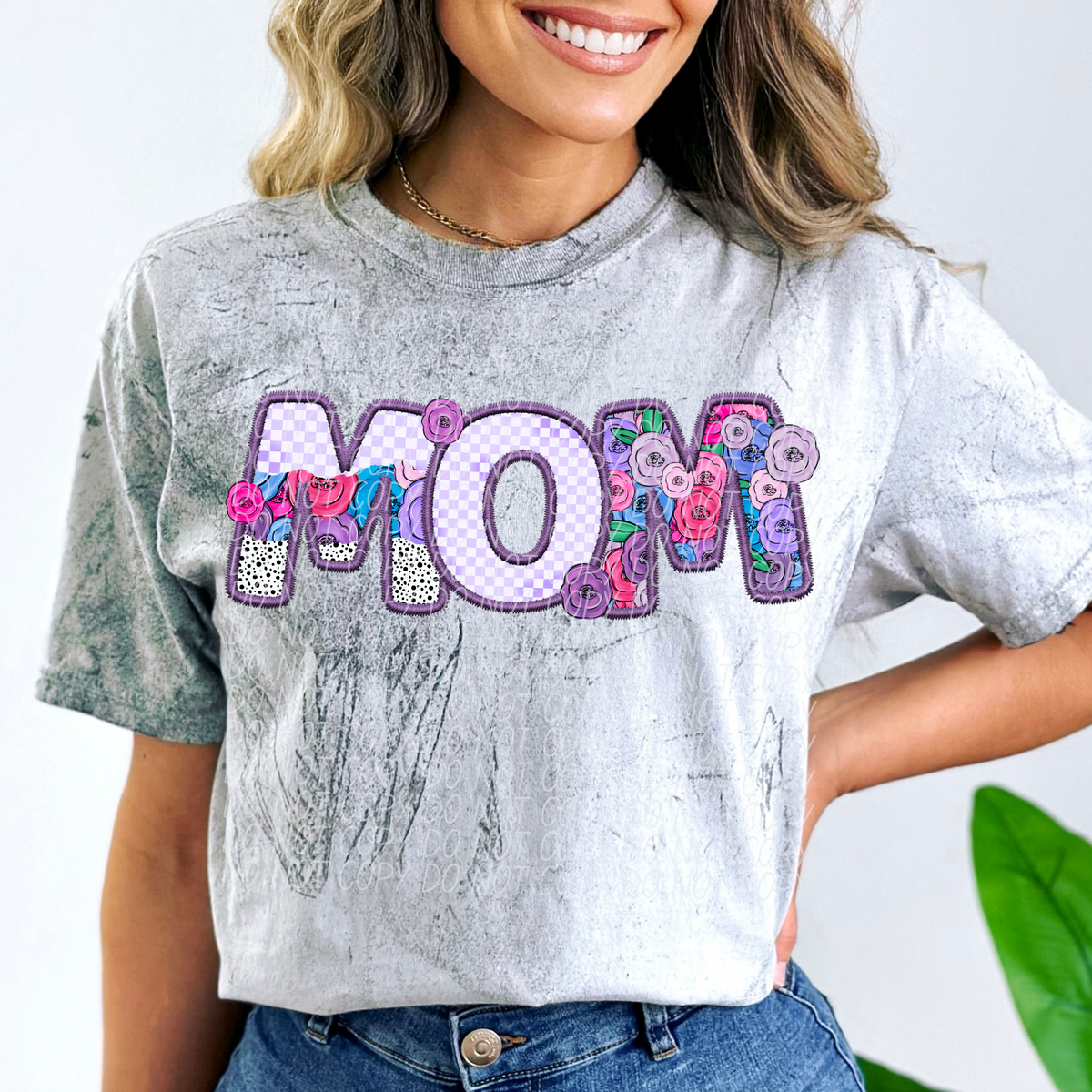 Mom Floral Purple Checkered (CITY) DTF transfer