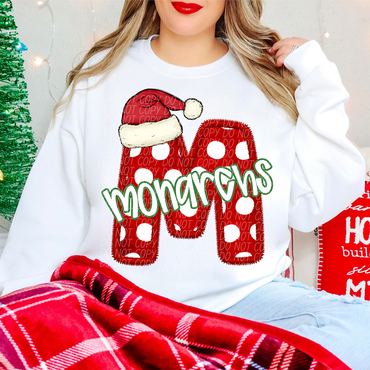 M Monarchs Christmas Faux Embroidery (CITY) 66333 DTF transfer
