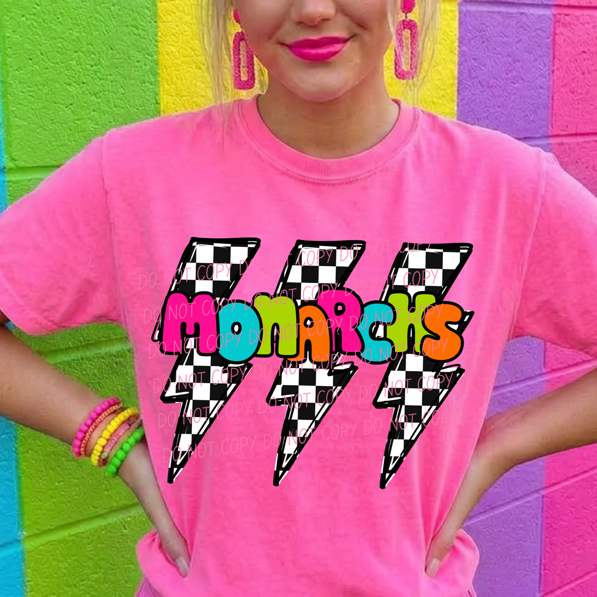 Monarchs multi color with lightning bolt background (city) DTF Transfer