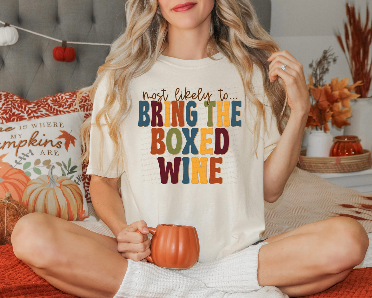 Most Likely To Bring The Boxed Wine 117584 DTF transfer