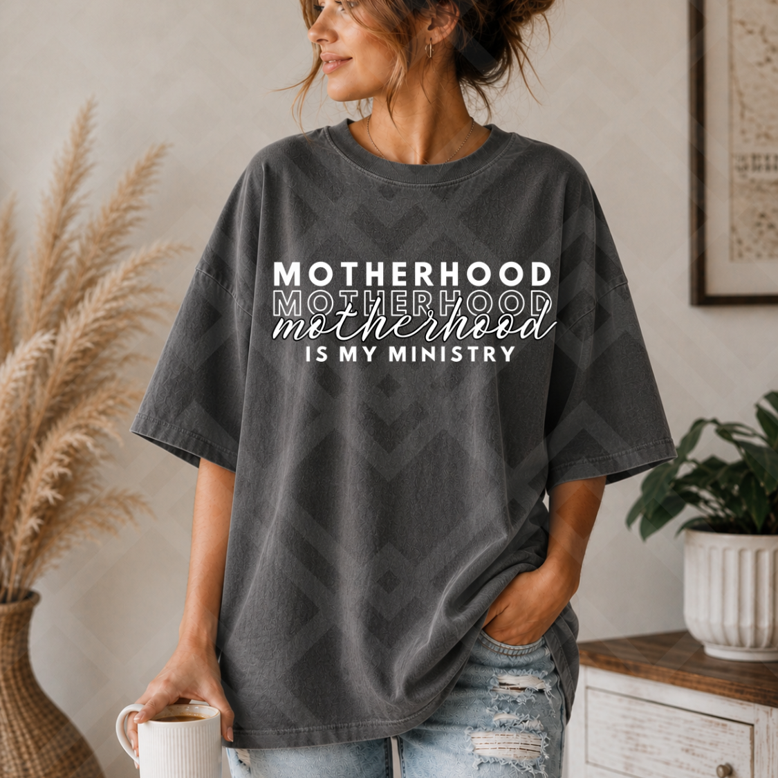 Motherhood is my ministry stacked WHITE (Parker) DTF Transfer