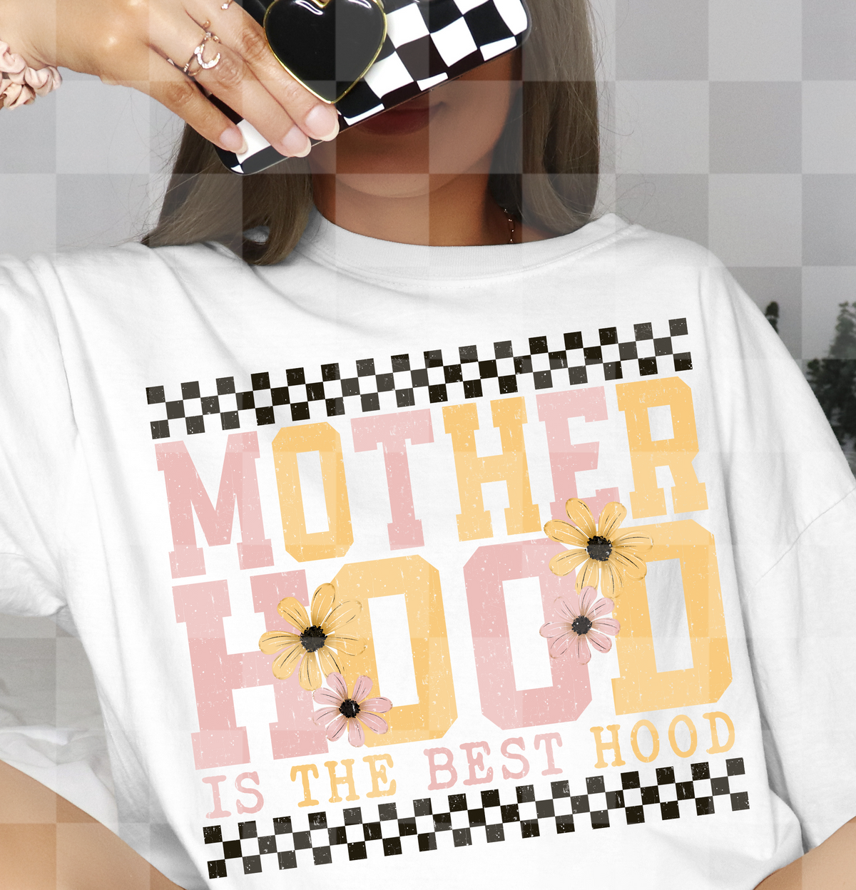 Motherhood is the best hood PINK and ORANGE (Lyttle) DTF Transfer