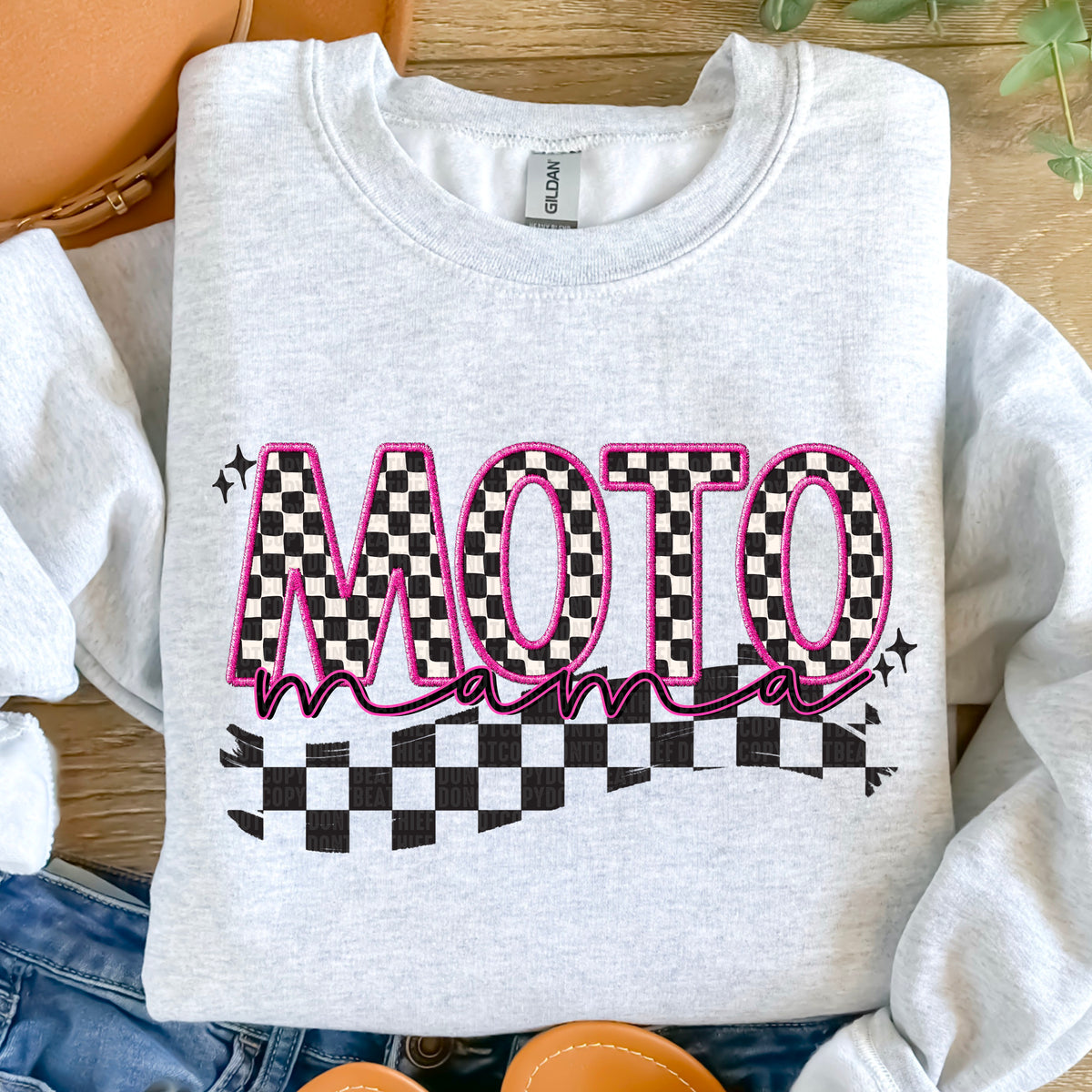 Moto Mama Checkered Pink SDD DTF transfer