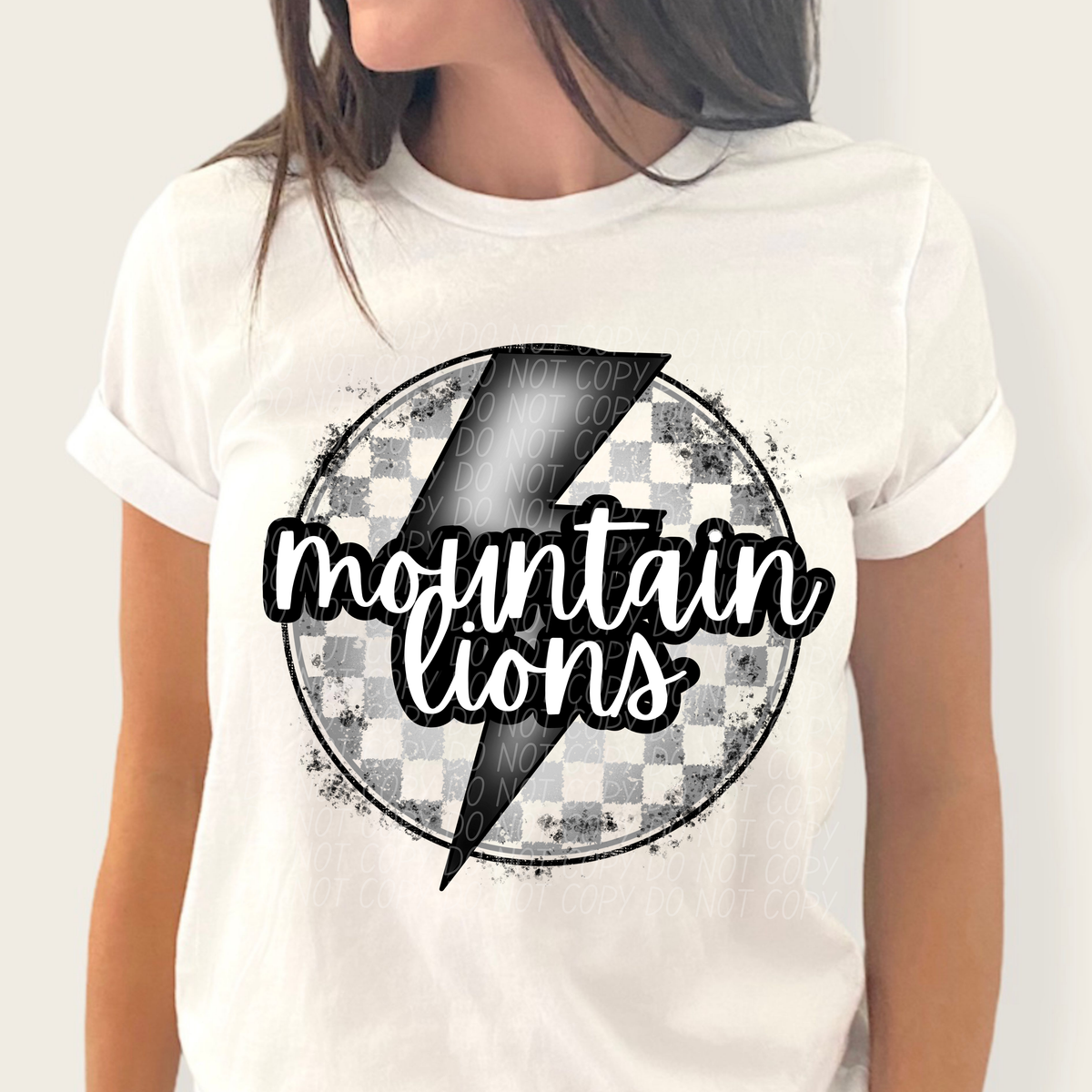 Mountain lions grey/silver lightning bolt circle CITY DTF transfer