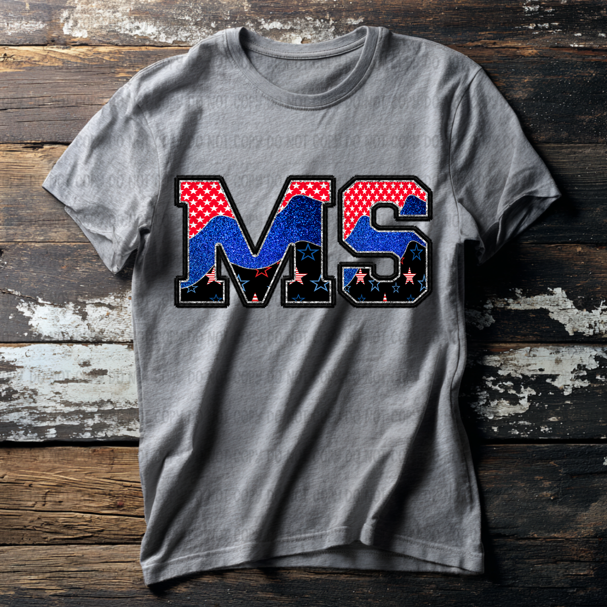 MS (red blue and black filled) (Revel) DTF Transfer