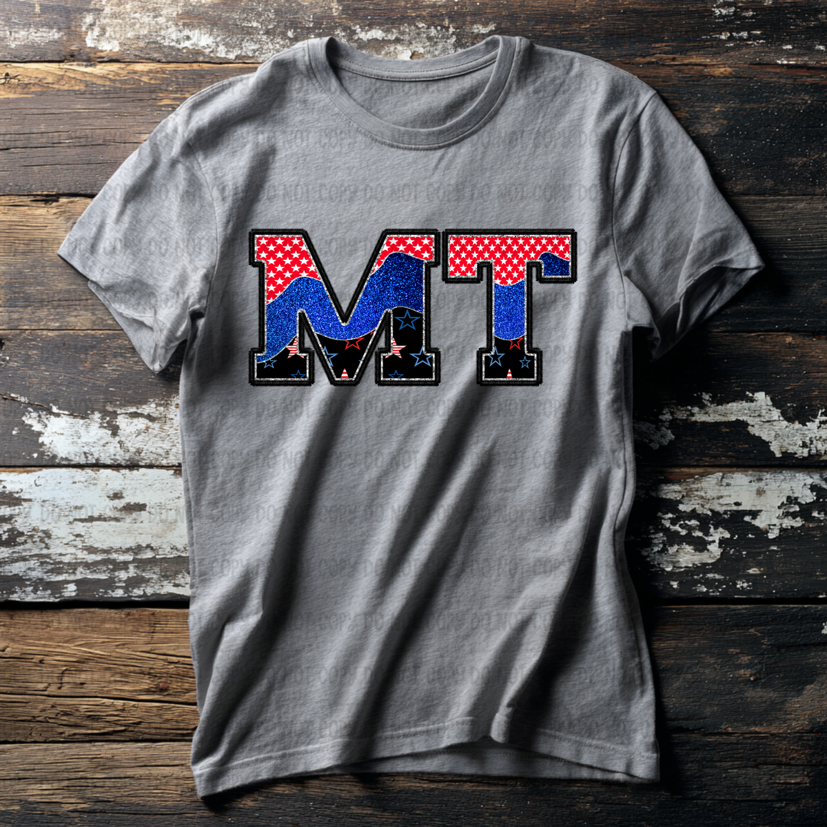 MT (red blue and black filled) (Revel) DTF Transfer