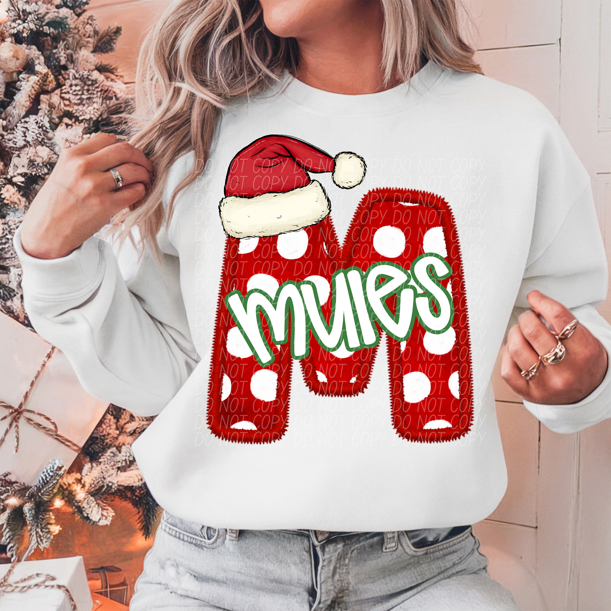 M Mules Christmas Faux Embroidery (CITY) 66336 DTF transfer