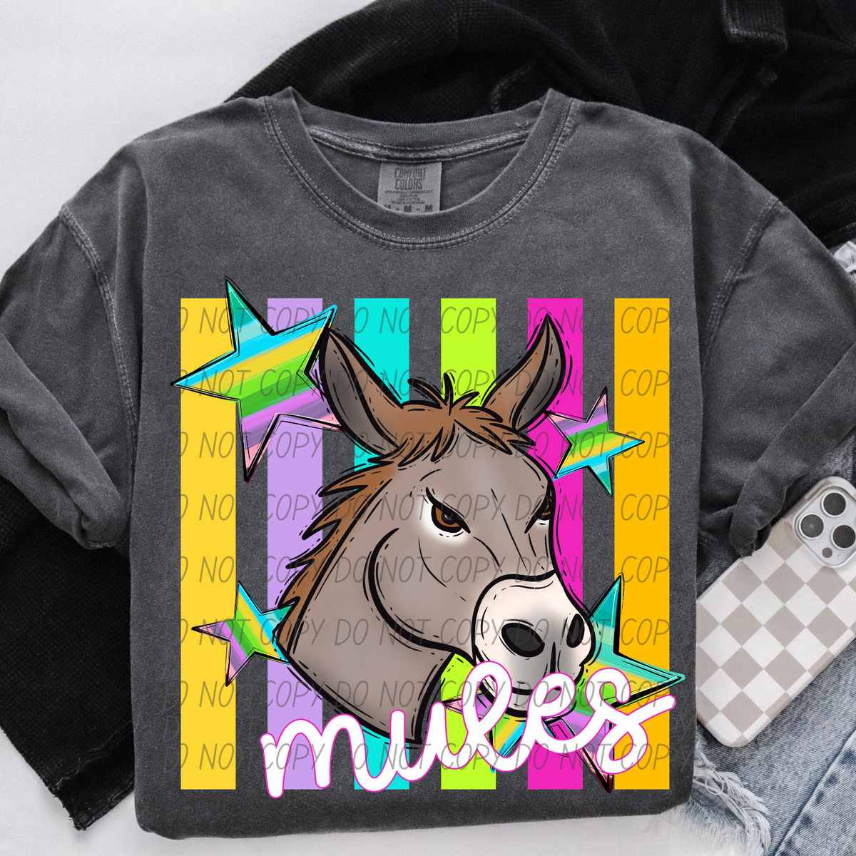 Mules Neon strip mascot (City) DTF Transfer