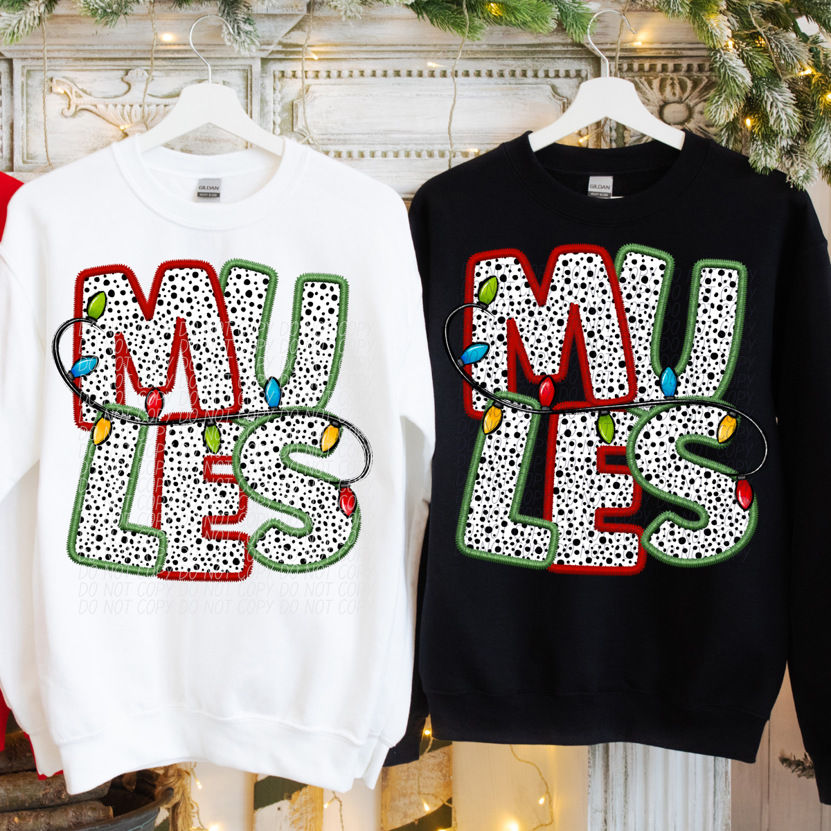 Mules Christmas Light Mascots (City) DTF Transfer