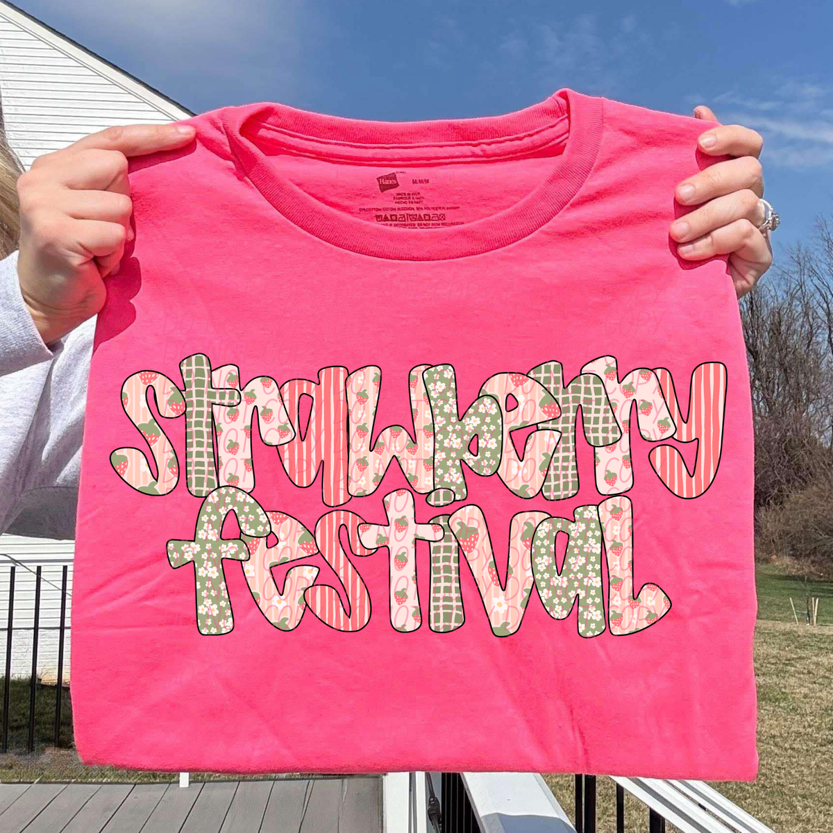 Strawberry festival pink and green font (City) DTF Transfer