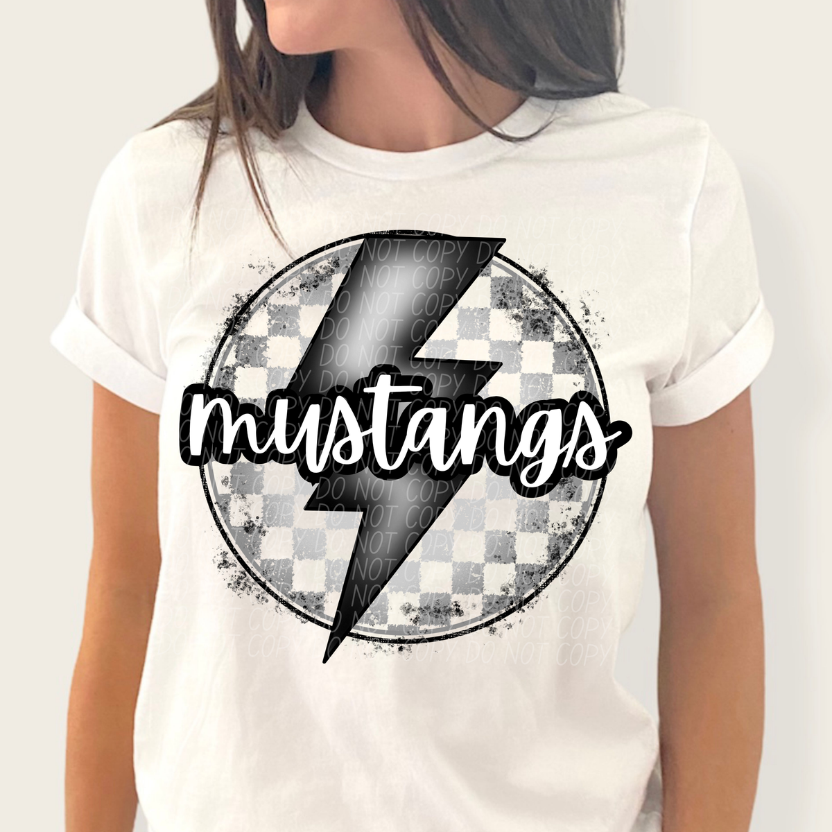 Mustangs grey/silver lightning bolt circle CITY DTF transfer