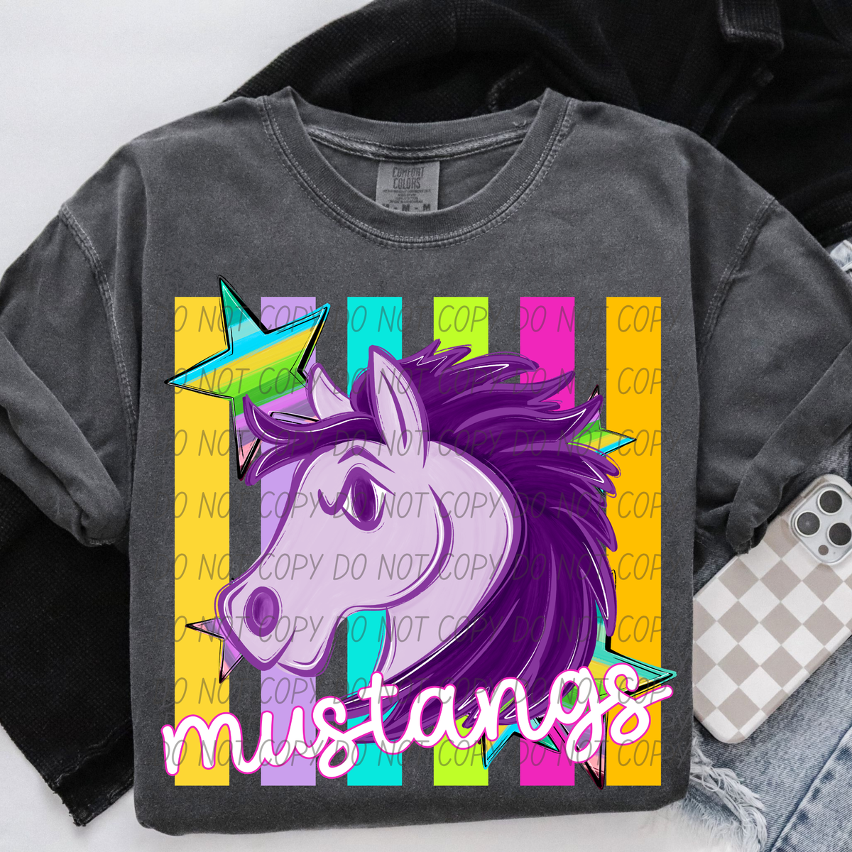 Mustangs purple neon (City) DTF Transfer