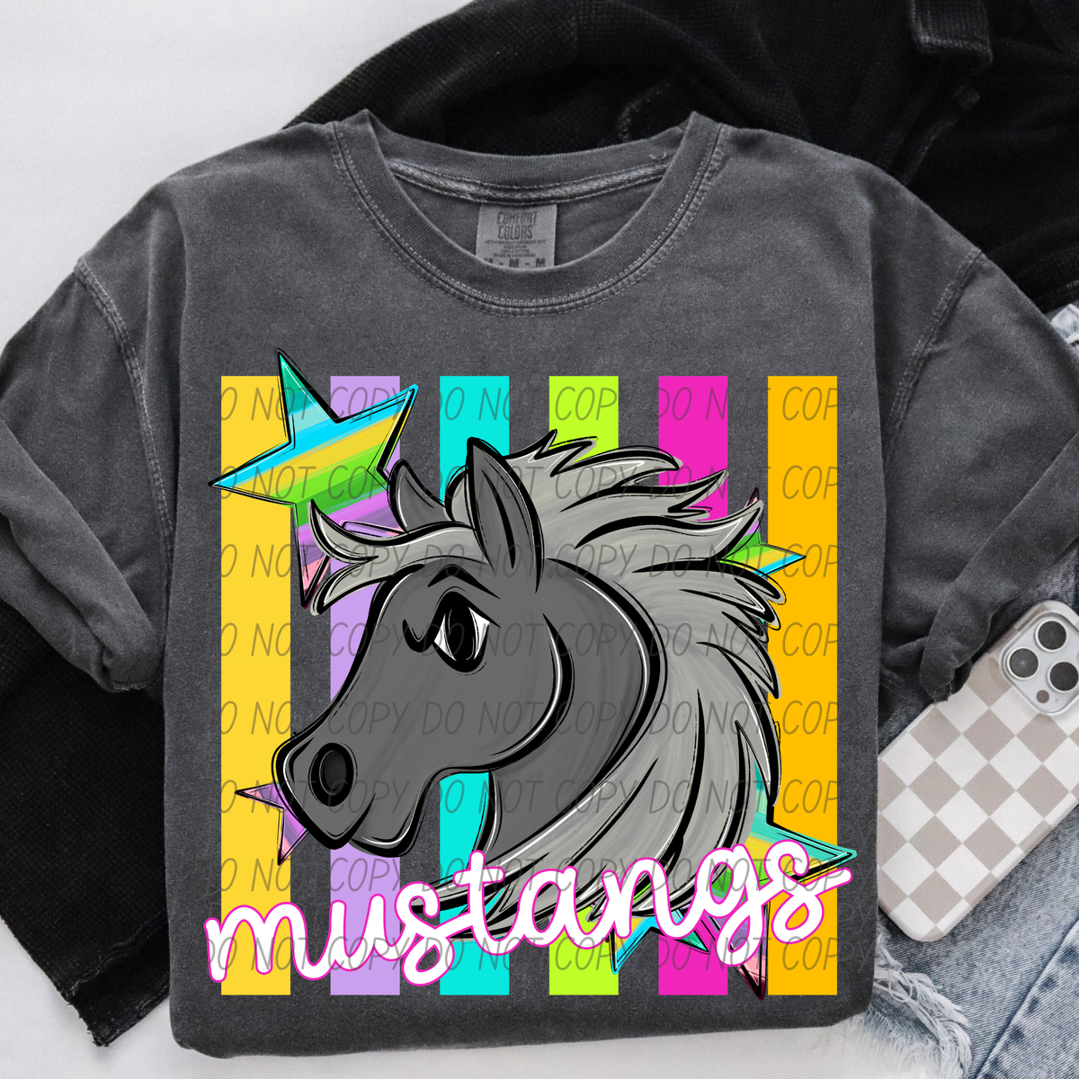 Mustangs grey neon strips (City) DTF Transfer