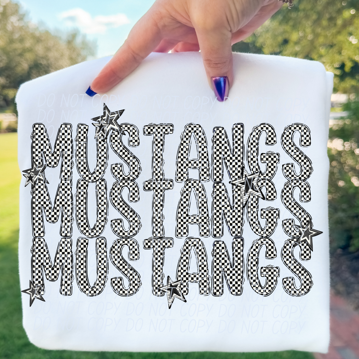 Mustangs checker star stacked (City)DTF transfer