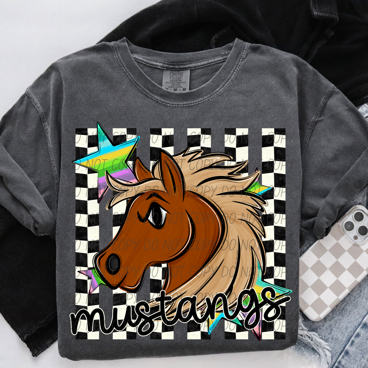 Mustangs checker strips (City) DTF Transfer