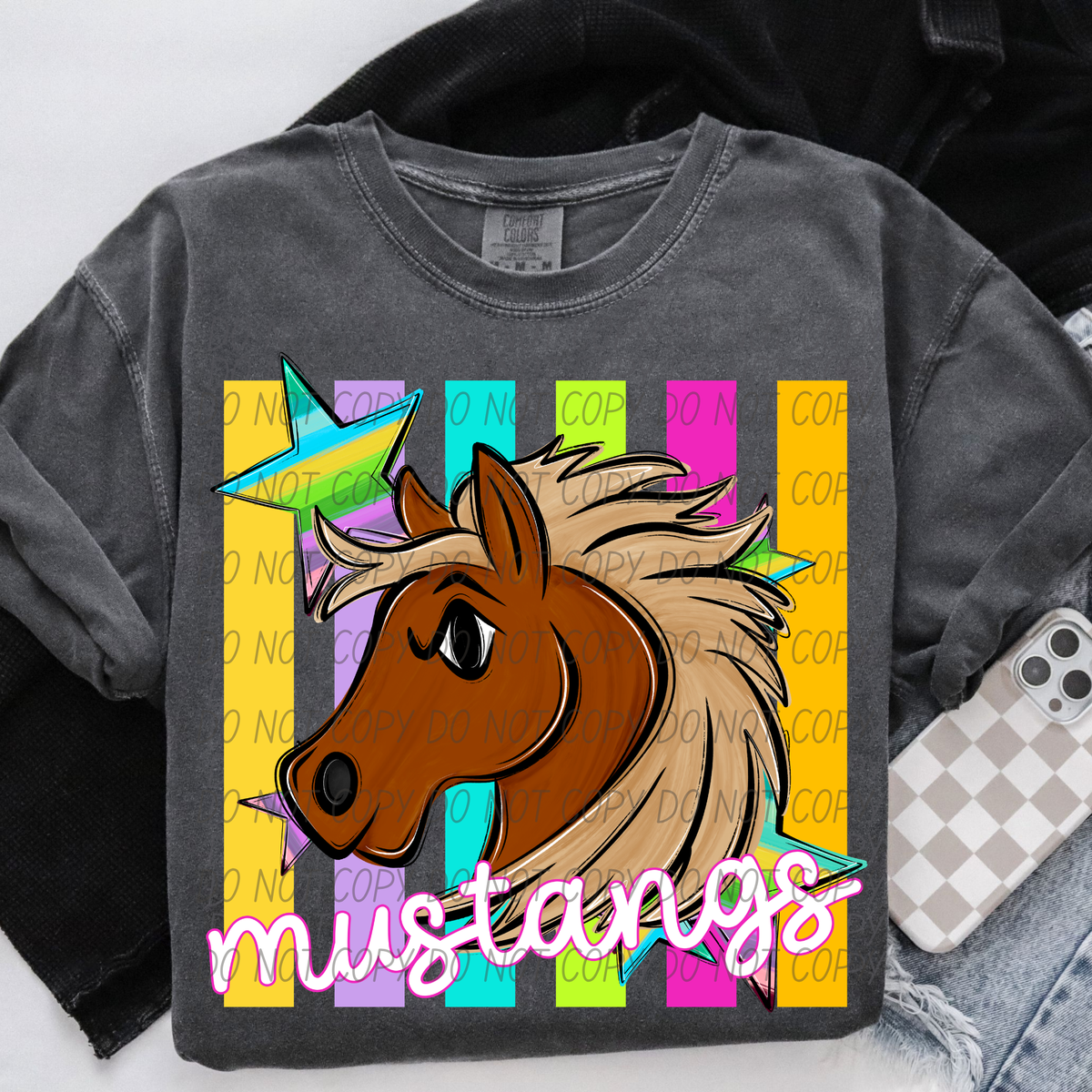 Mustangs brown neon strips (City) DTF Transfer