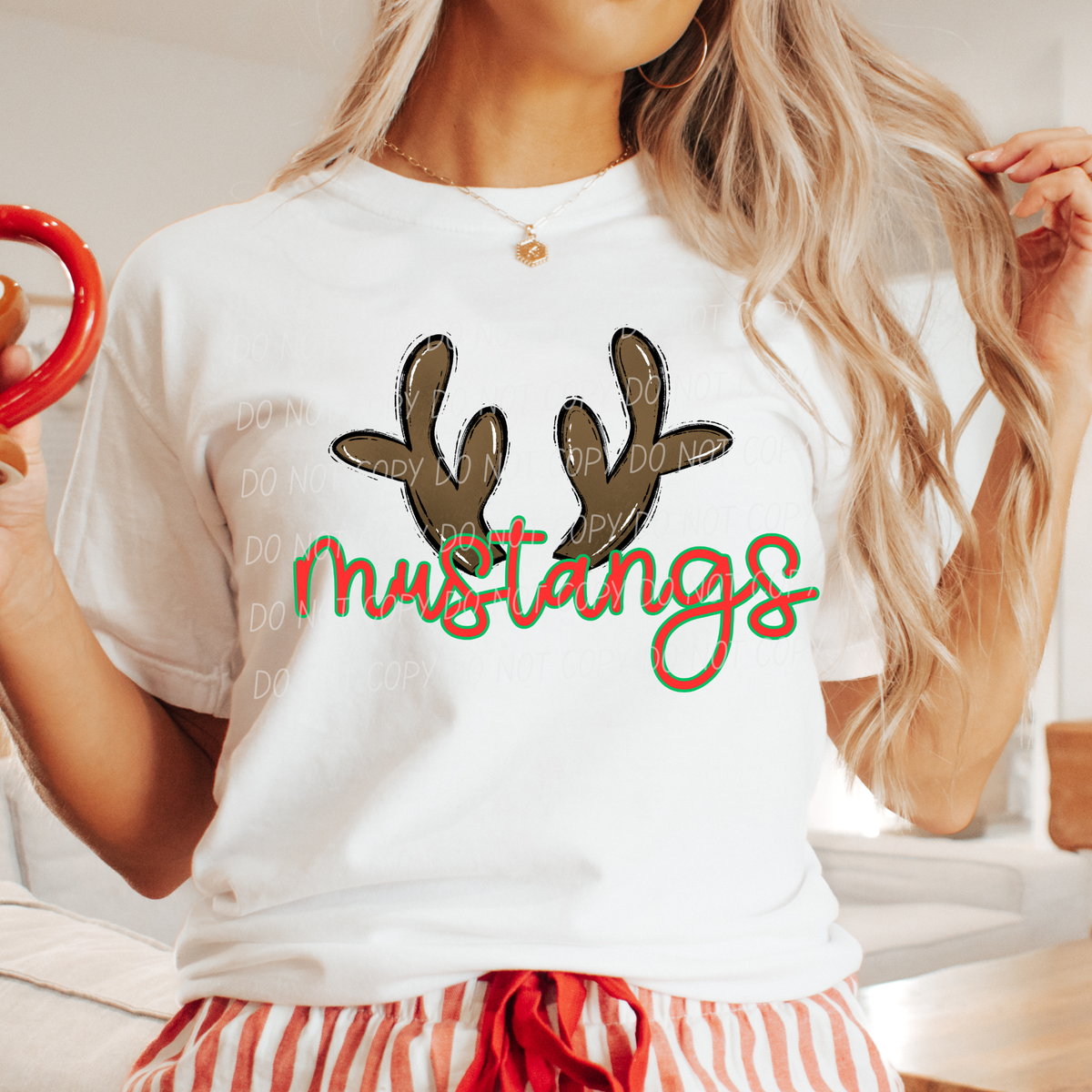 Mustangs with reindeer antler (city) DTF Transfer