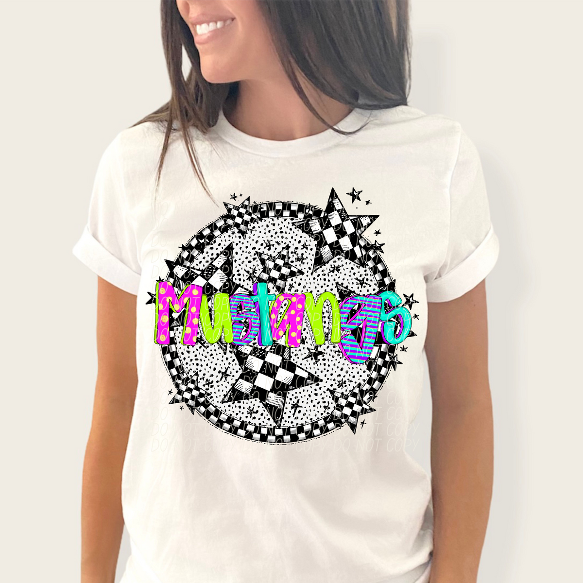 Mustangs neon checkered CITY DTF transfers