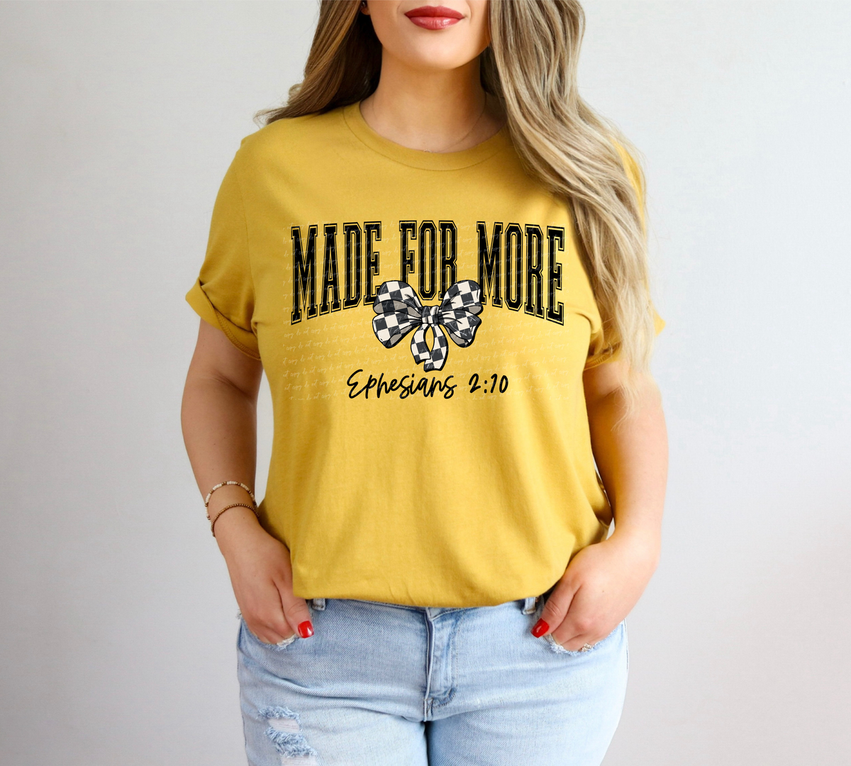 Made For More Ephesians 2:10 Checkered Bow 86577 DTF Transfer