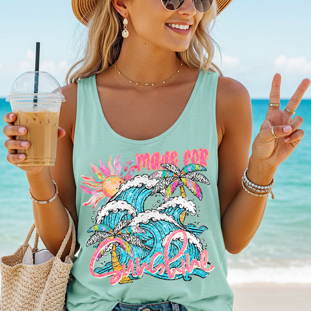 Made for the sunshine (palm, waves, sun) (SDD) DTF TRANSFER