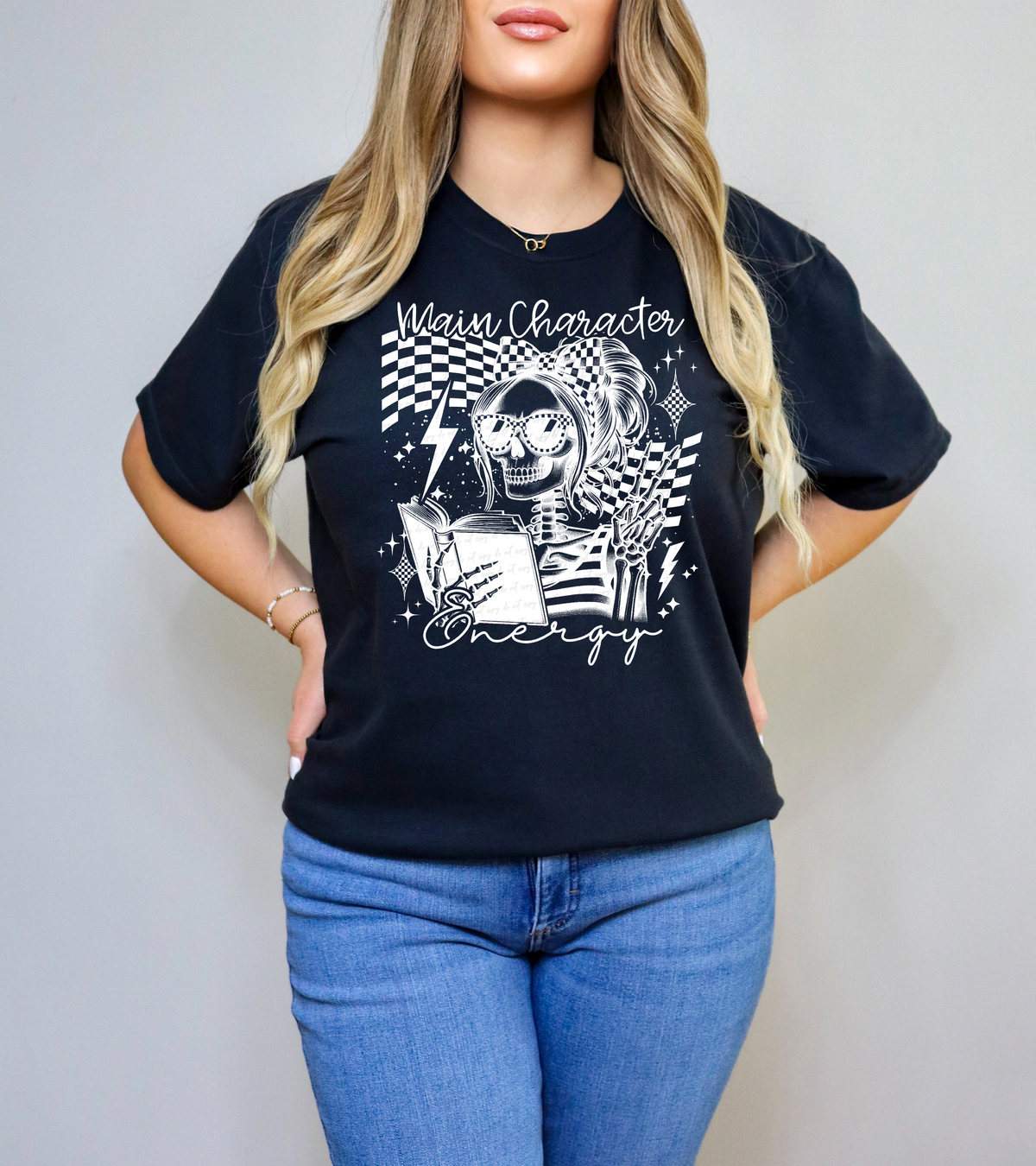 Main Character Energy Skellie Book WHITE 117650 DTF transfer