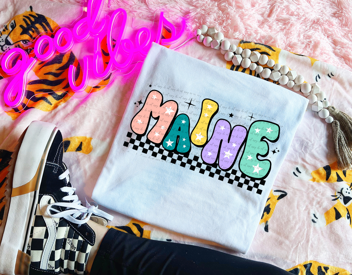 Maine Colorful Groovy Font 89163 DTF Transfer