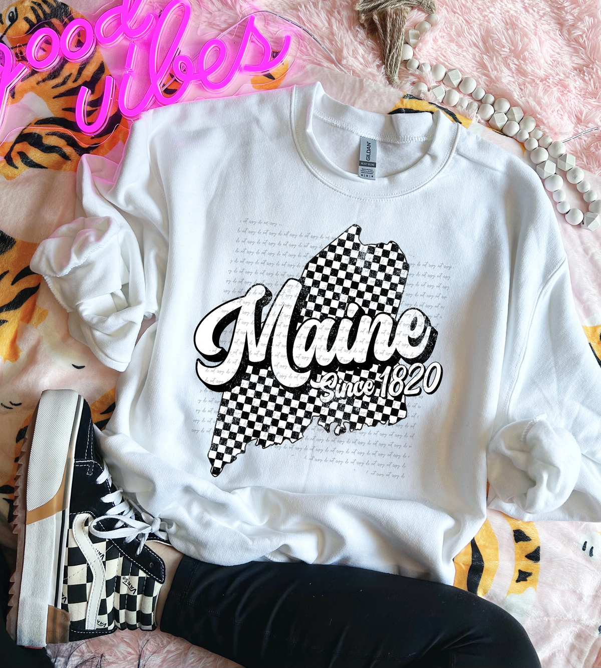 Maine Since 1820 Checkered Grunge 66734 DTF transfer