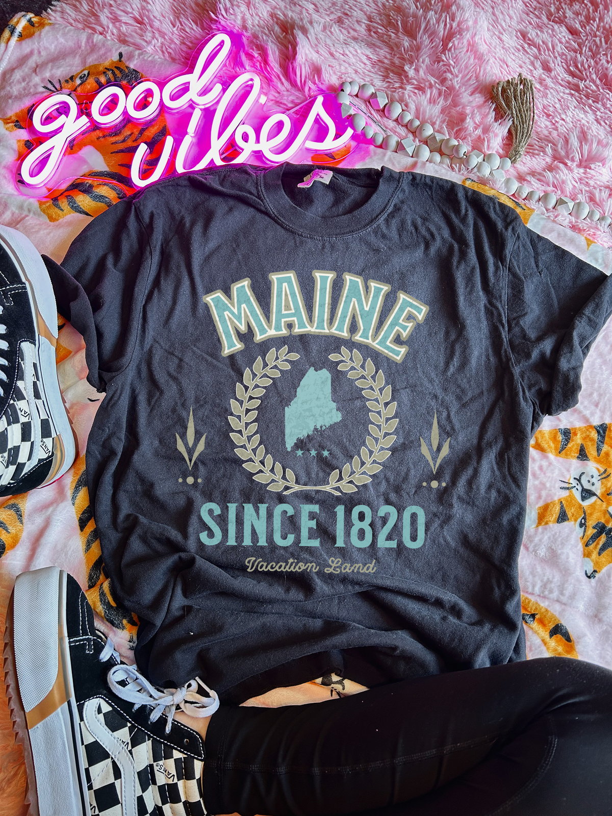 Maine Since 1820 Vacation Land Blue Font 111511 DTF transfer
