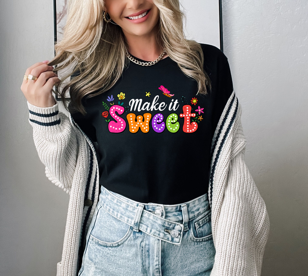 Make It Sweet Floral Butterfly 76596 DTF Transfer