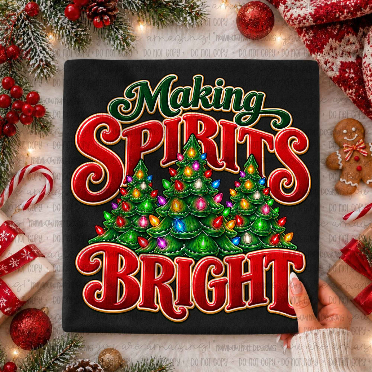 Making spirts bright with 3 lit up trees (RRD) DTF Transfer
