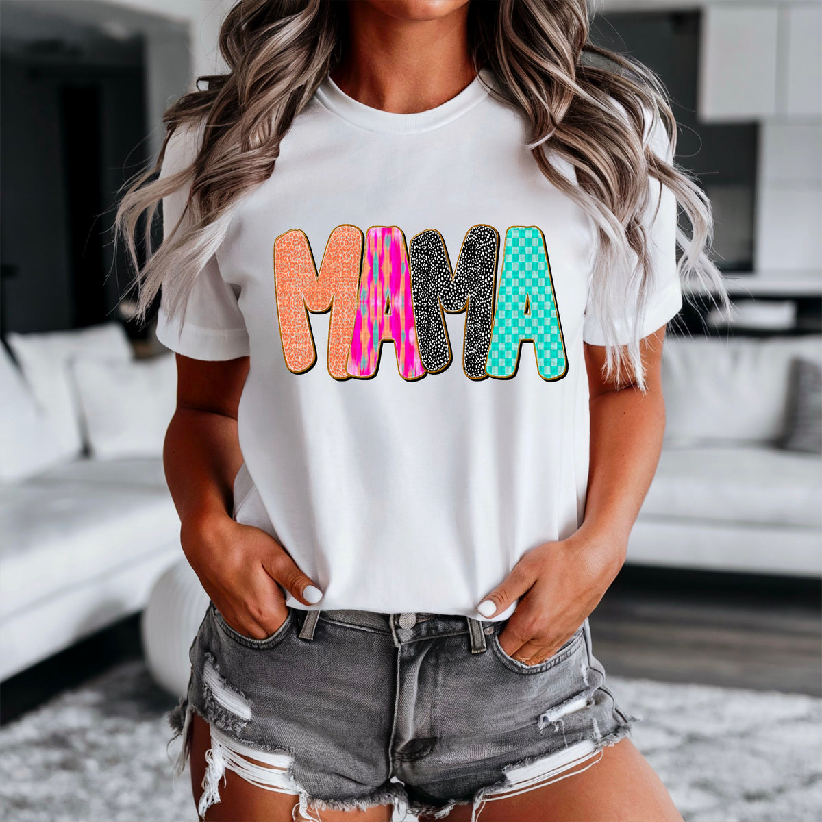 Mama pink brushstroke A DTF transfer