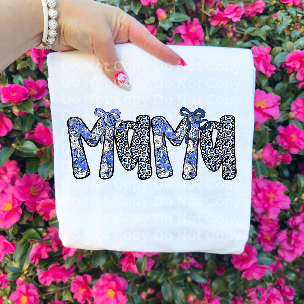 Mama (blue floral and leopard) (Irene) DTF Transfer