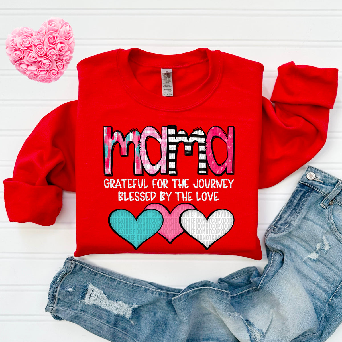 Mama *White/With Hearts* (SDD) 72422 DTF Transfer