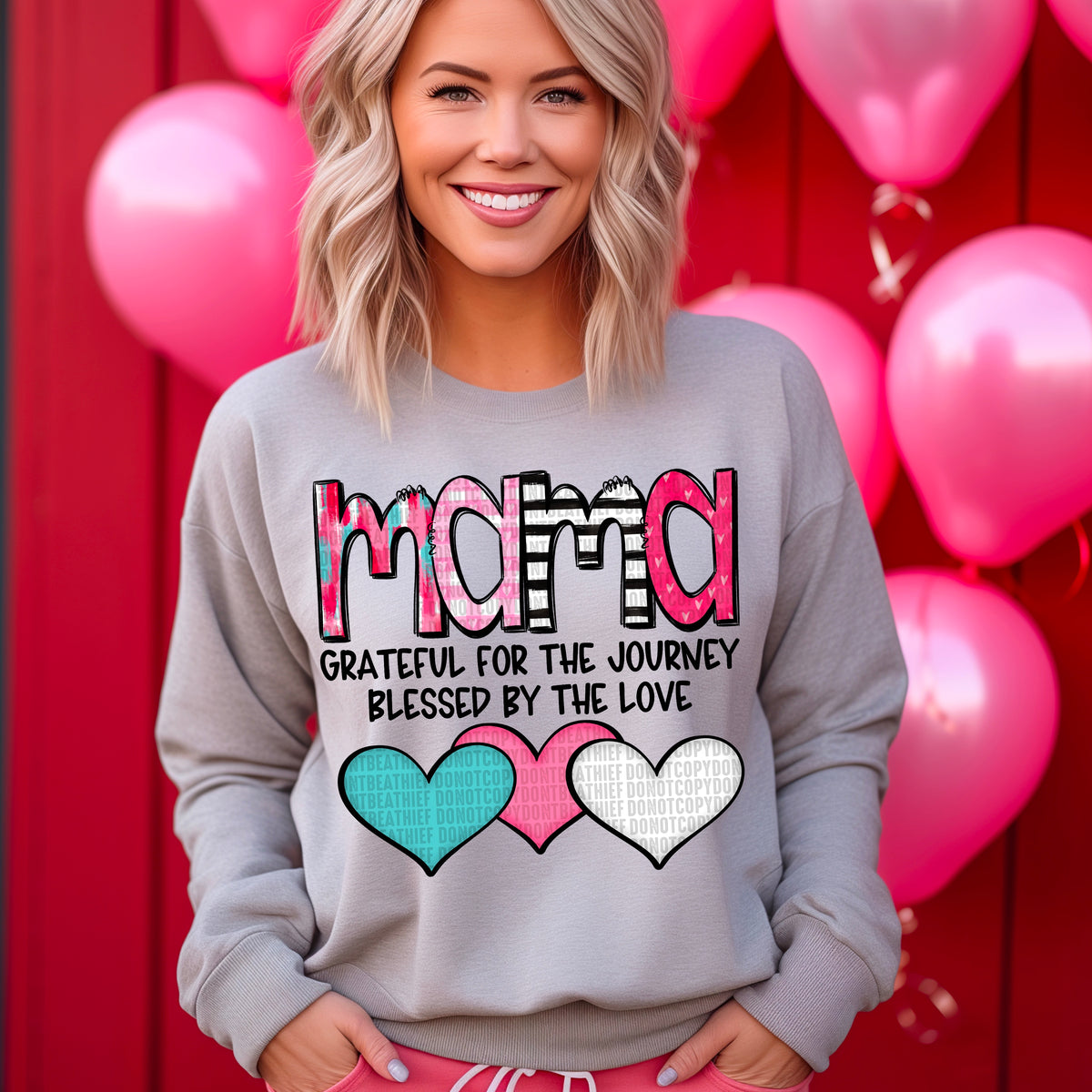Mama *Black/With Hearts* (SDD) 72423 DTF Transfer