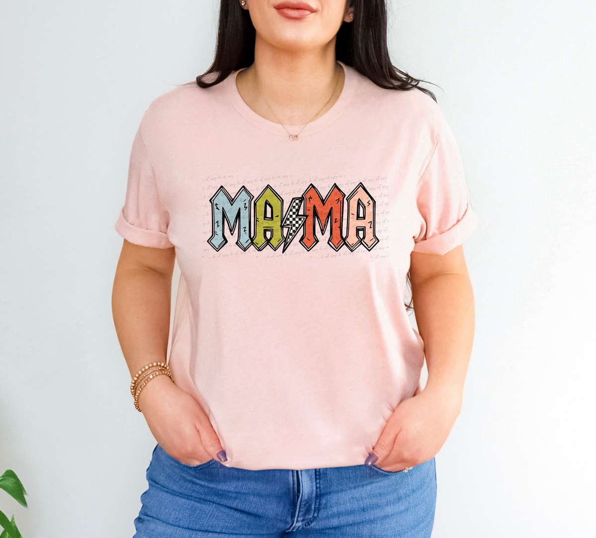 Mama Checkered Lightning Bolt 104847 DTF transfer