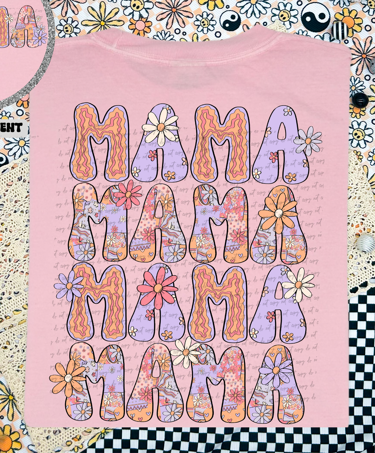 Mama Stacked Colorful (Back Print) 89237 DTF Transfer