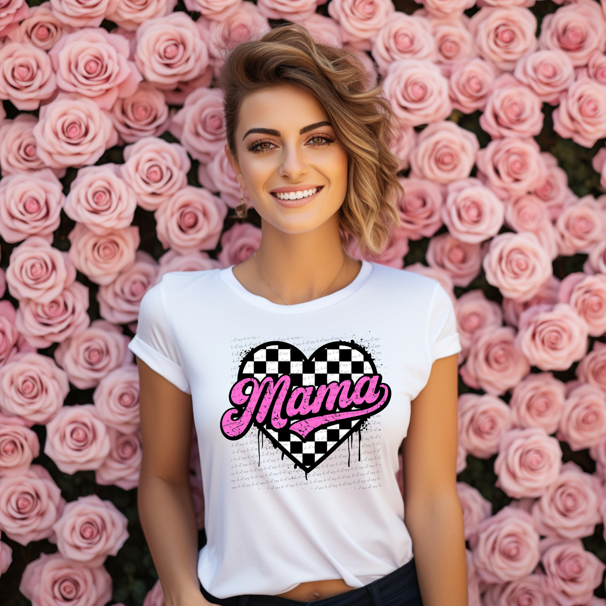Mama Heart Checkered 71791 DTF Transfer