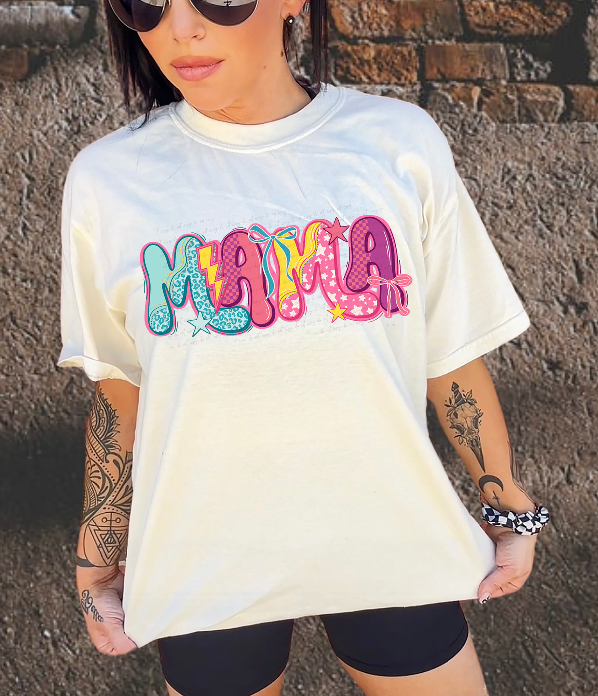 Mama Lightning Bolt Bow Stars 110137 DTF transfer