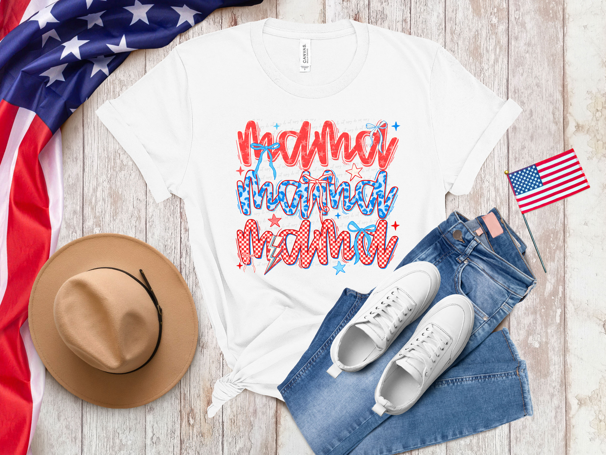 Mama Stacked Patriotic 111776 DTF transfer
