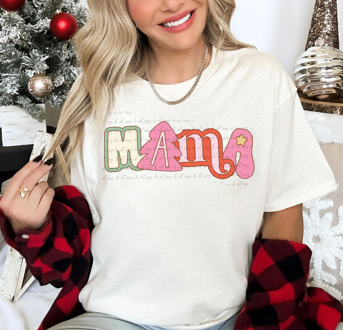 Mama Pink Tree Christmas 108745 DTF transfer