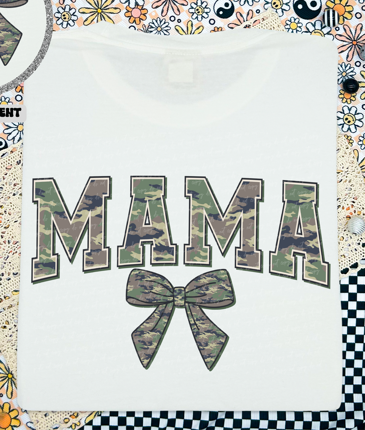 Mama Varsity Camouflage Filled With Bow (Back Print) 86757 DTF Transfer