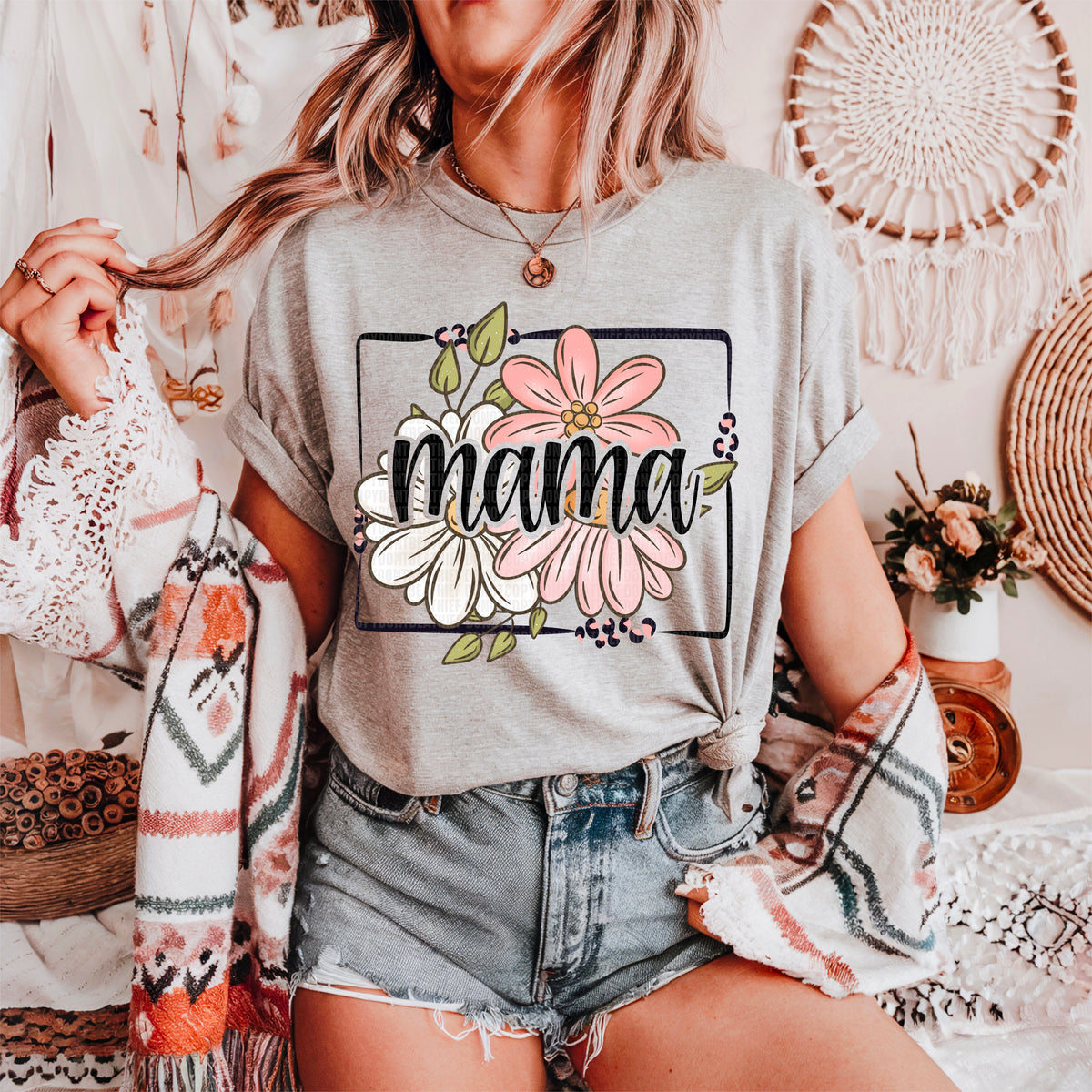 Mama Spring Floral Titles DTF transfer