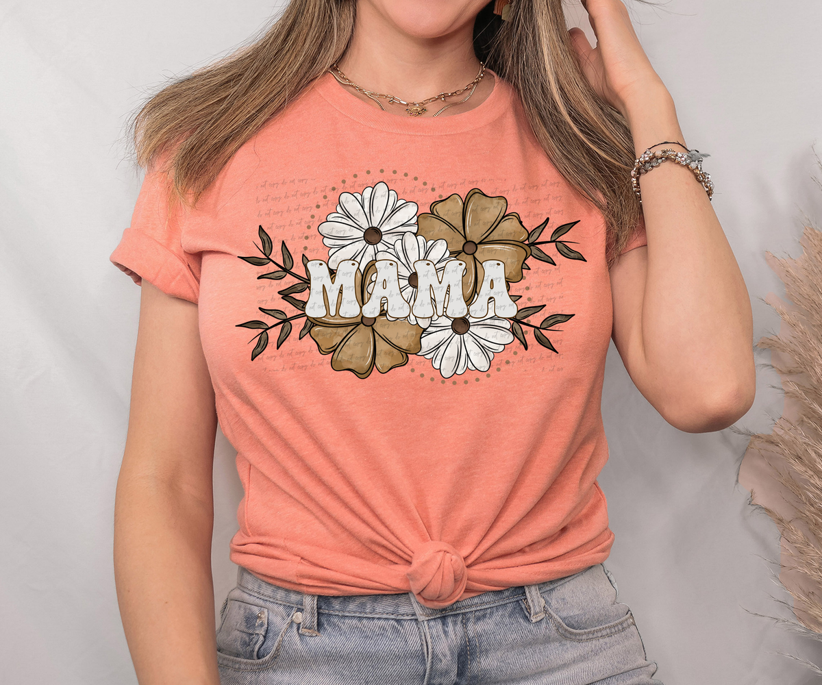 Mama Brown White Flowers 86165 DTF Transfer