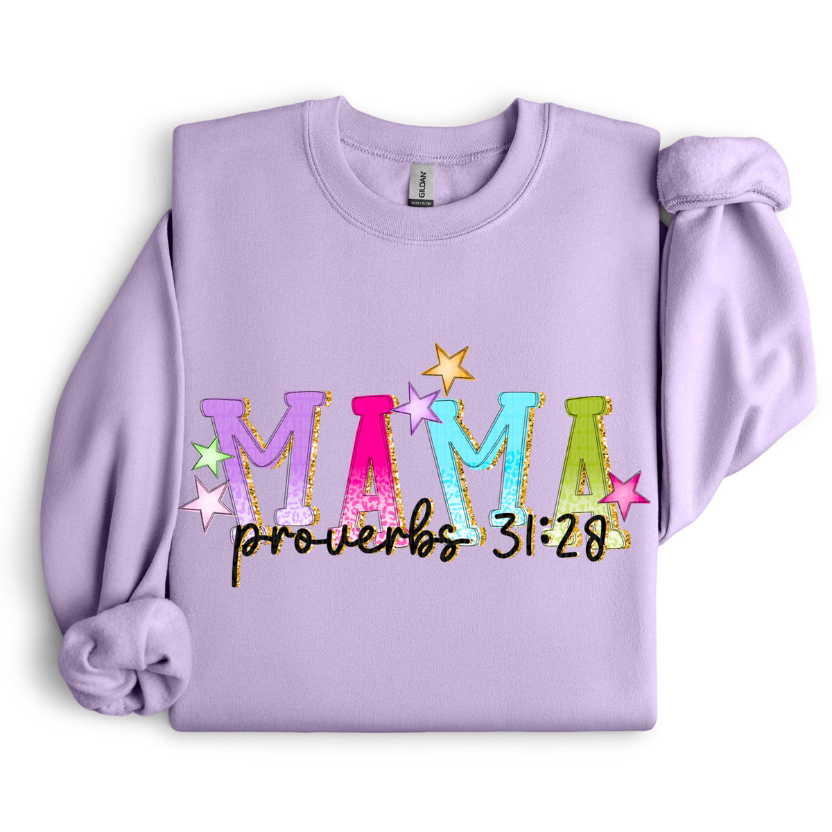 Mama proverbs 31:28 colorful stars DTF transfer