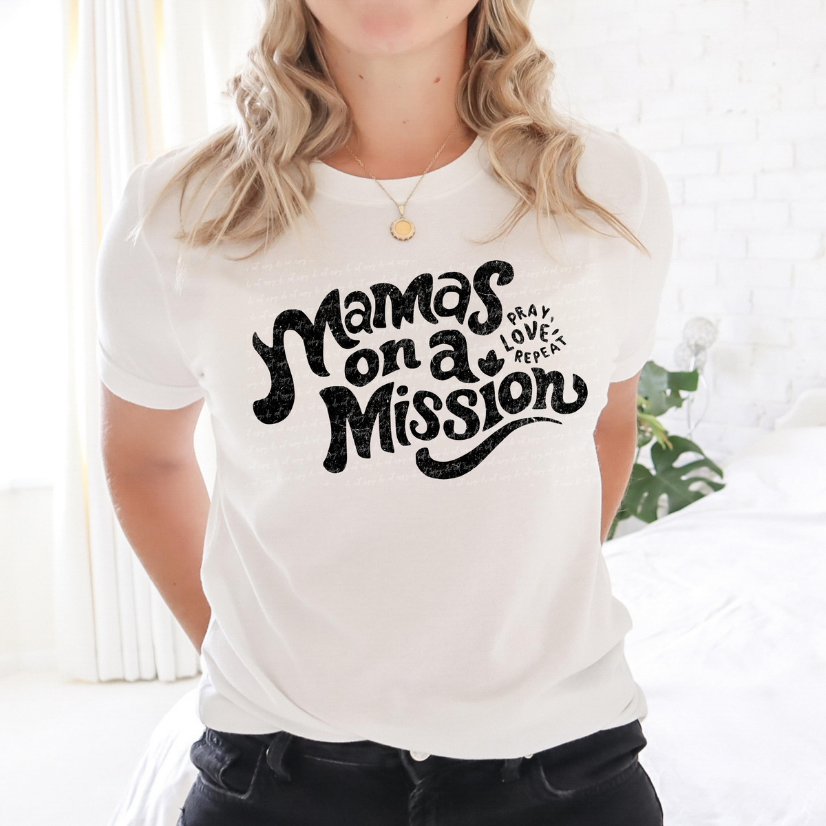 Mamas On A Mission Pray Love Repeat Black 81348 DTF Transfer