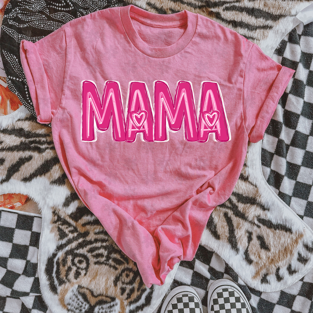 Mama PINK neon brushstrokes (Dyed) DTF Transfer